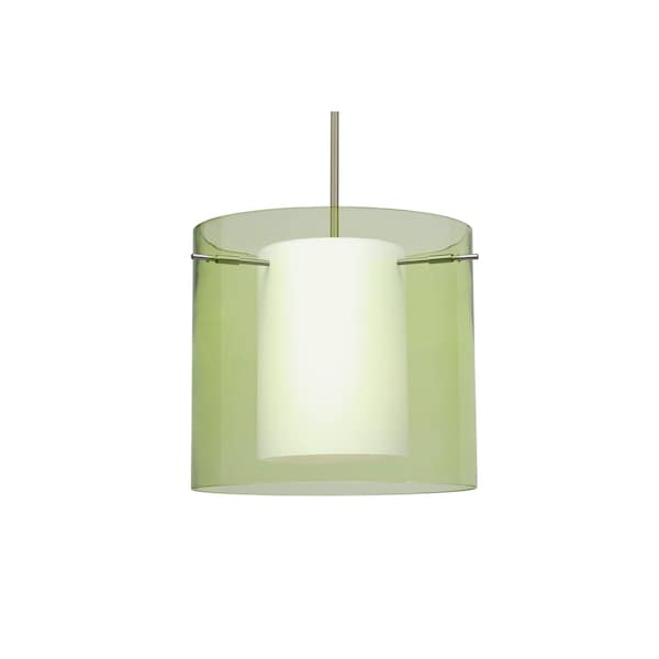 Besa Lighting Pahu 12 Stem Pendant, Trans. Olive/Opal, Satin Nickel Finish, 1x100W Incandescent 1TT-L18407-SN - main